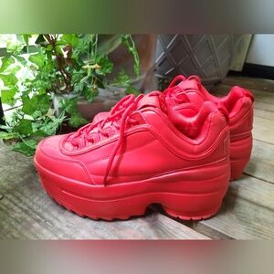 YRU Berness Red Platform Sneakers